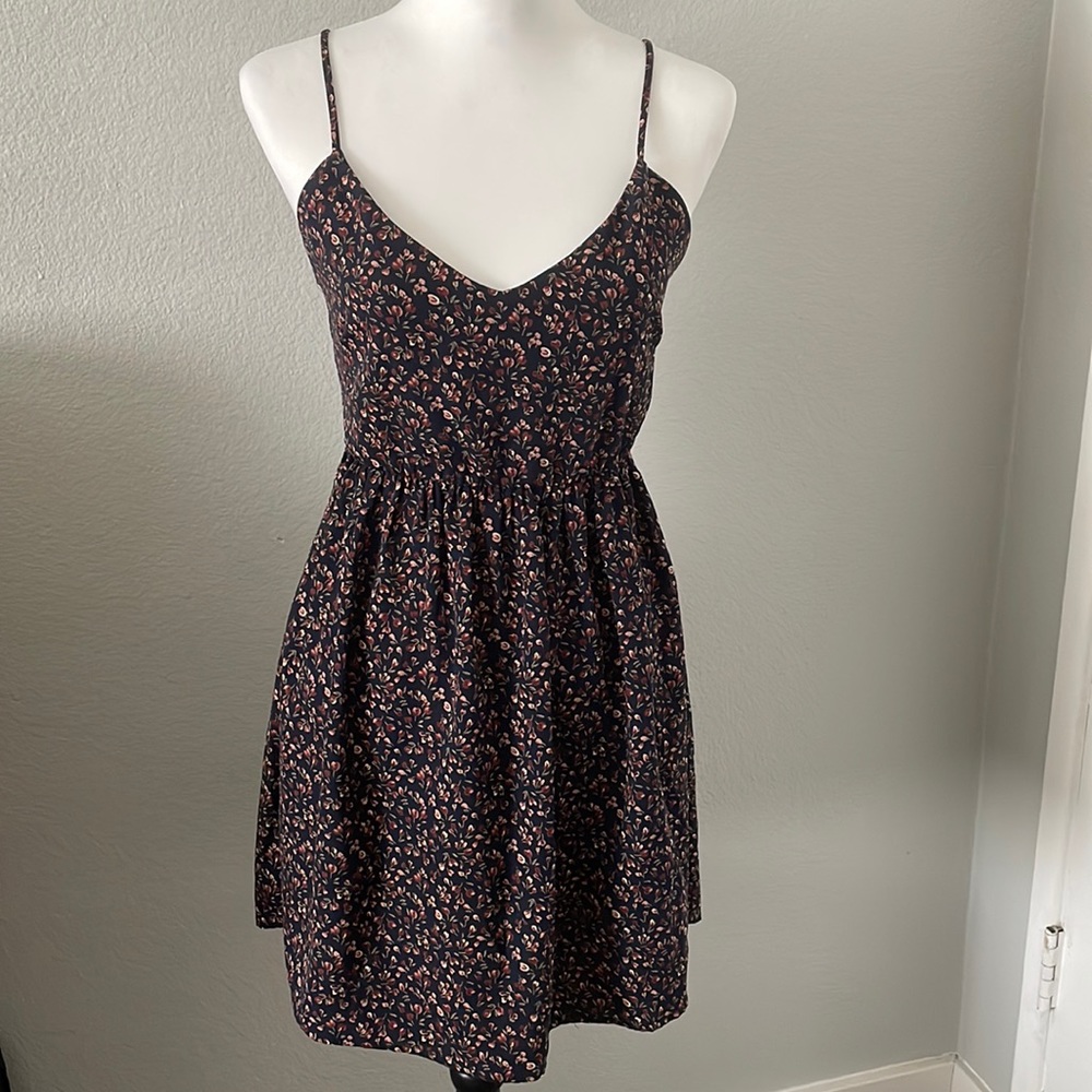 Thin strap fall flower mini dress.